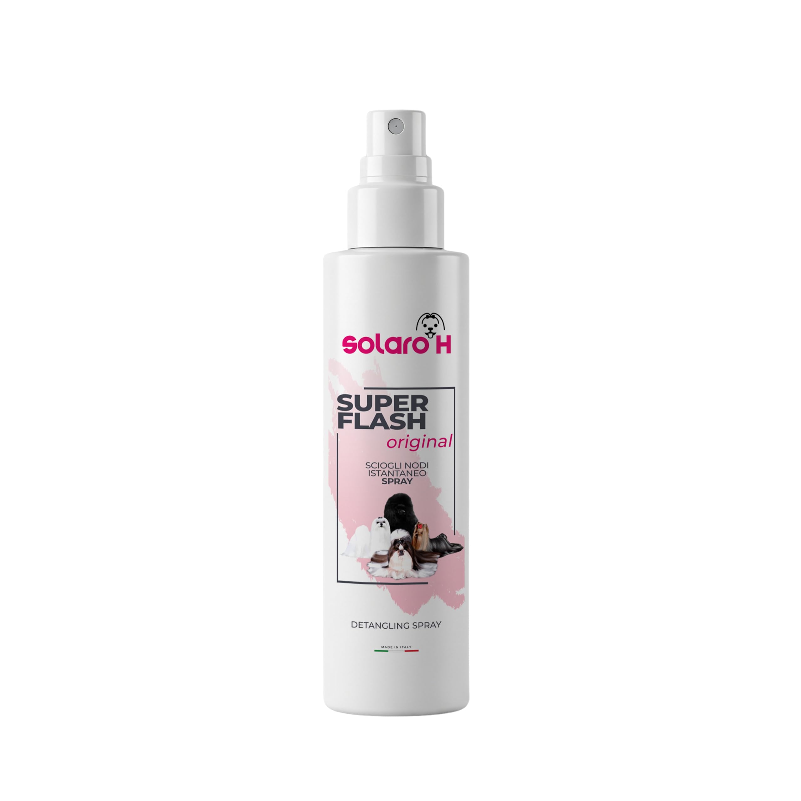 Solaro H Super Flash spray rozplątujący 250 ml, delikatna pielęgnacja futra, pomoc w czesaniu, rozplątywanie węzłów, rozplątywanie – Made in Italy