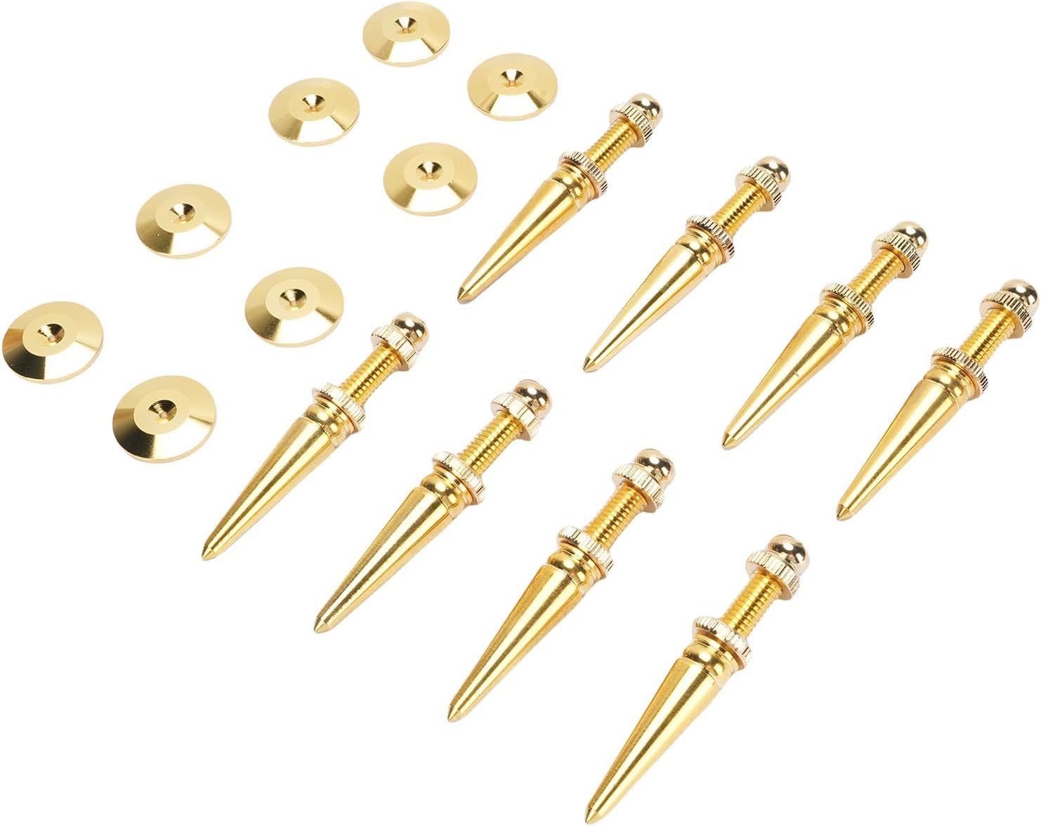 Yoidesu 8Pcs Speaker Spikes, Adjustable Copper Shockproof Isolation Foot Set with Base Pad for Subwoofer, Turntable, DAC Recorder