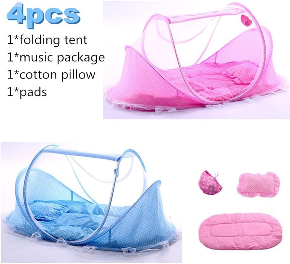 Foldable Mosquito Net for Bed with Blackout Canopy, Portable Baby Bed Net Newborn Travel Bed Protect Baby from Anywhere at Home, Travel & Sleep Cover (Green 4)