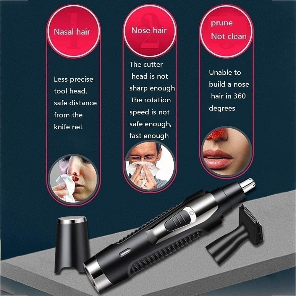 Ear and Nose Hair Trimmer Clipper, Professional Painless Facial Hair Trimmer for Men & Women, Rechargeable, Waterproof with Dual-Edge Blades