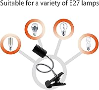 Vista 5 de Soporte de Lámpara con Clip Ajustable Interruptor Luz de Clip Flexible Soporte de Lámpara con Clip Soporte de Lámpara de Escritorio con Clip Zócalo