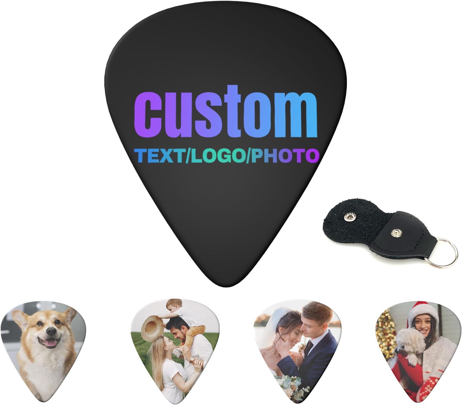 Custom Guitar Picks - 6 Pack Personalized With Your Photo/Text/Logo, Customized Gift For Women Men (0.46mm), 3 Sizes