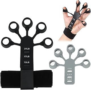 Fortalecedor de Aperto de Mão, Exercitador de Dedo Ajustável e Esticador de Dedo, Fortalecedor de Dedos de 6 Níveis, Treinador de Força de Aderência para Terapia de Mão, Escalada