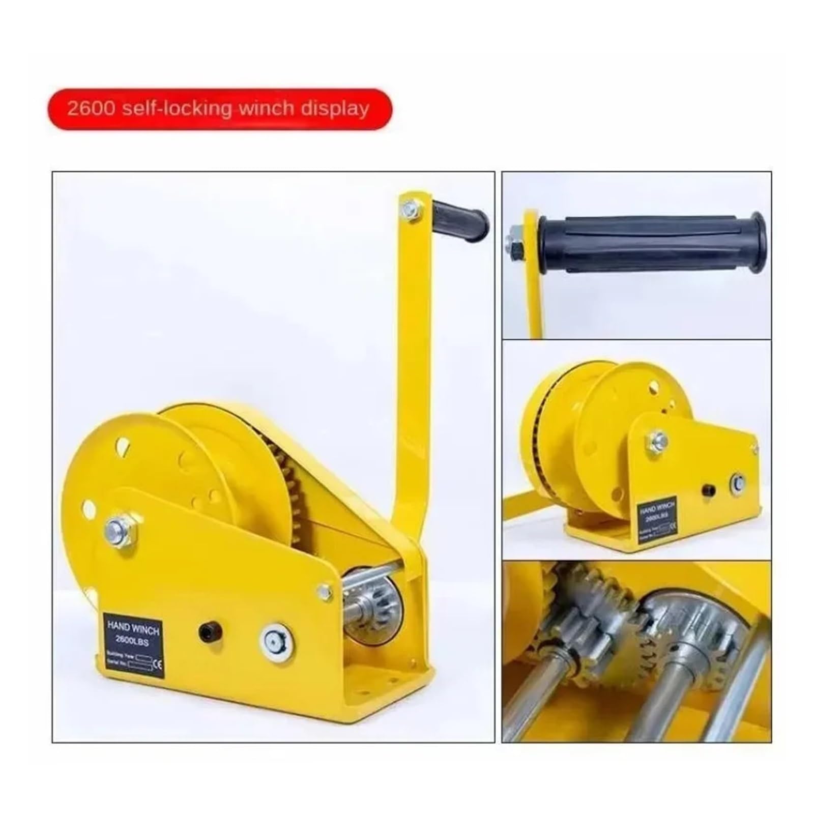 Cabrestante manual, Cabrestante manual de cable acero 1200 libras, grúa tracción 10 m, cabrestante portátil pequeño con autobloqueo bidireccional,para caravana con remolque de barco