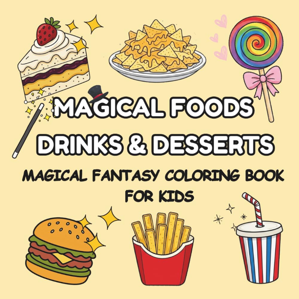 Magical Foods, Drinks & Desserts: Magical Themed Fun, Cute & Creative Coloring Book for Kids (With Magical Food Scenes, Easy to Hard)