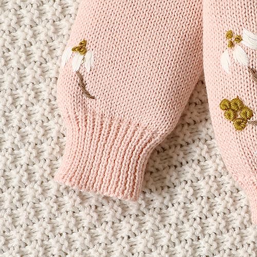 Lamgool Toddler Girls Cardigan Sweater Knitted Cotton Handmade Baby Outwear Coat For Spring Pink 4T #TOP4