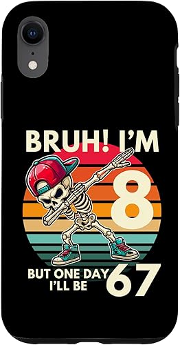 Bruh I'm 8 But One-Day I'll Be 67 Retro 8th Birthday Kids Case for iPhone XR