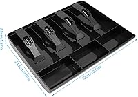 Vista 6 de Bandeja para cajón de caja registradora con 4 compartimentos para billetes/3 monedas para almacenamiento de dinero, color negro