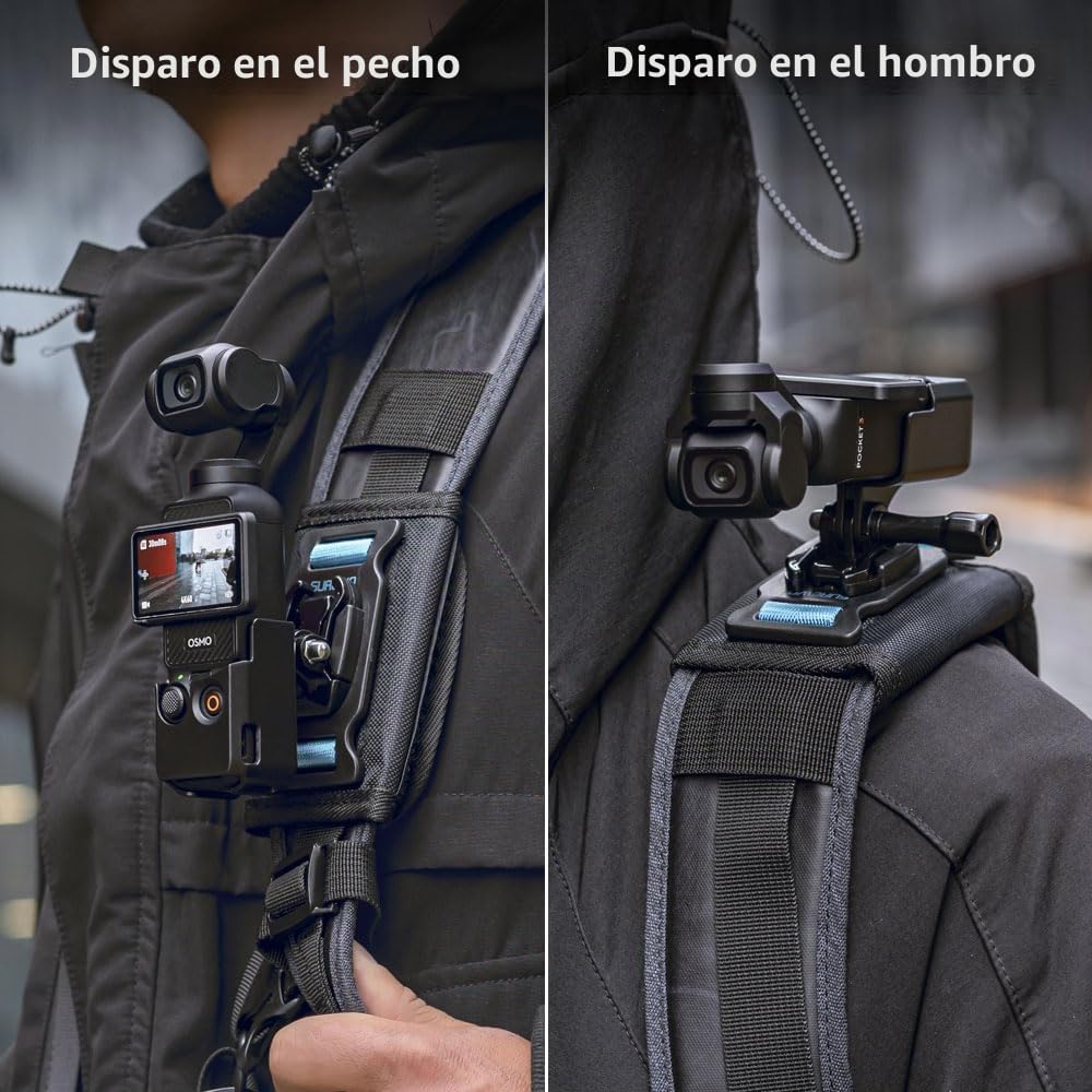 Osmo Pocket 3 Montura para Mochila, Correa para la Cintura, Correa para el Hombro, Montura con Borde Extendido, Compatible con DJI Osmo Pocket 3