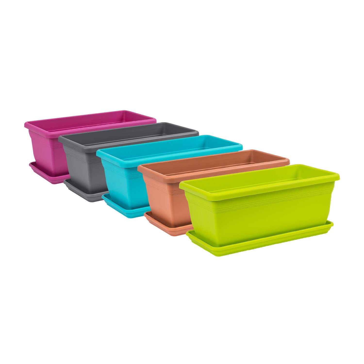 VASO Fioriera CASSETTA Da BALCONE Roxanne Con Sottovaso 40cm Veca Colore Azzurro Provenza 84860237