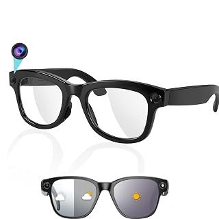 Upgraded AI Smart Glasses with Camera 8MP HD1080P Video Glasses with Camera and Audio -Video Recording Glasses with Audio, Video Glasses, Real-Time Translation (Carbon Black) - Amazon product rated Grade B