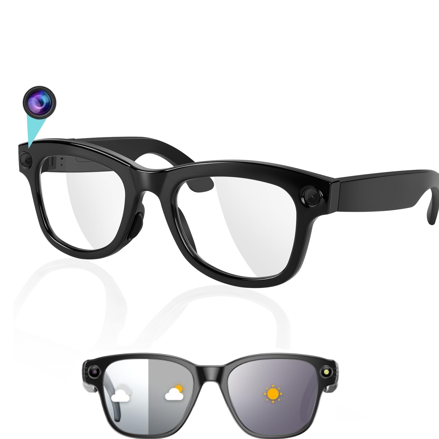 Upgraded AI Smart Glasses with Camera 8MP HD1080P Video Glasses with Camera and Audio -Video Recording Glasses with