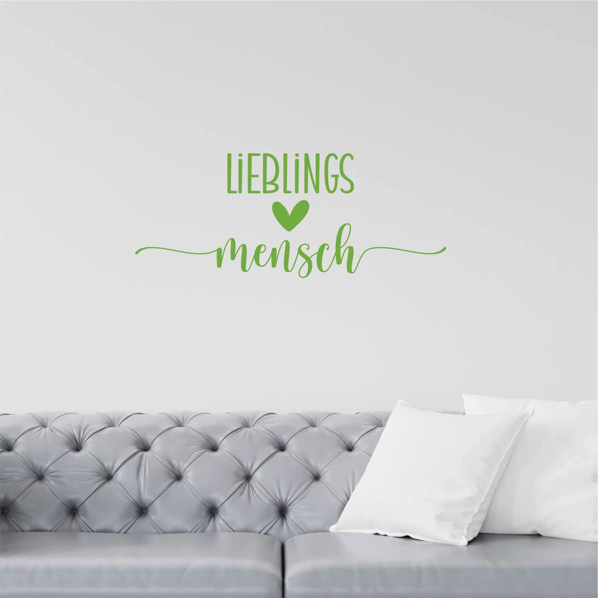 Sticker mural Lieblingsmensch vert citron 96x38 cm pour decoration de salon
