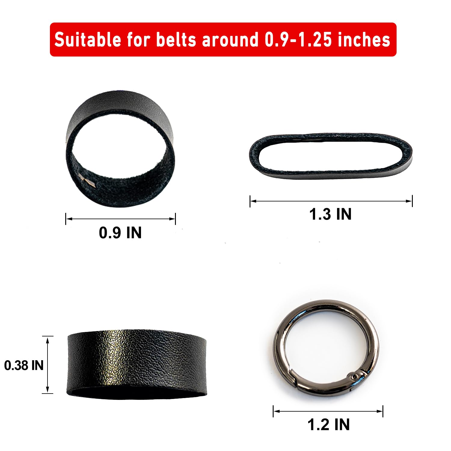 Sanlykate 4 Pack Leather Belt Keepers + 4 Key Ring Loop Buckle for under 1.3