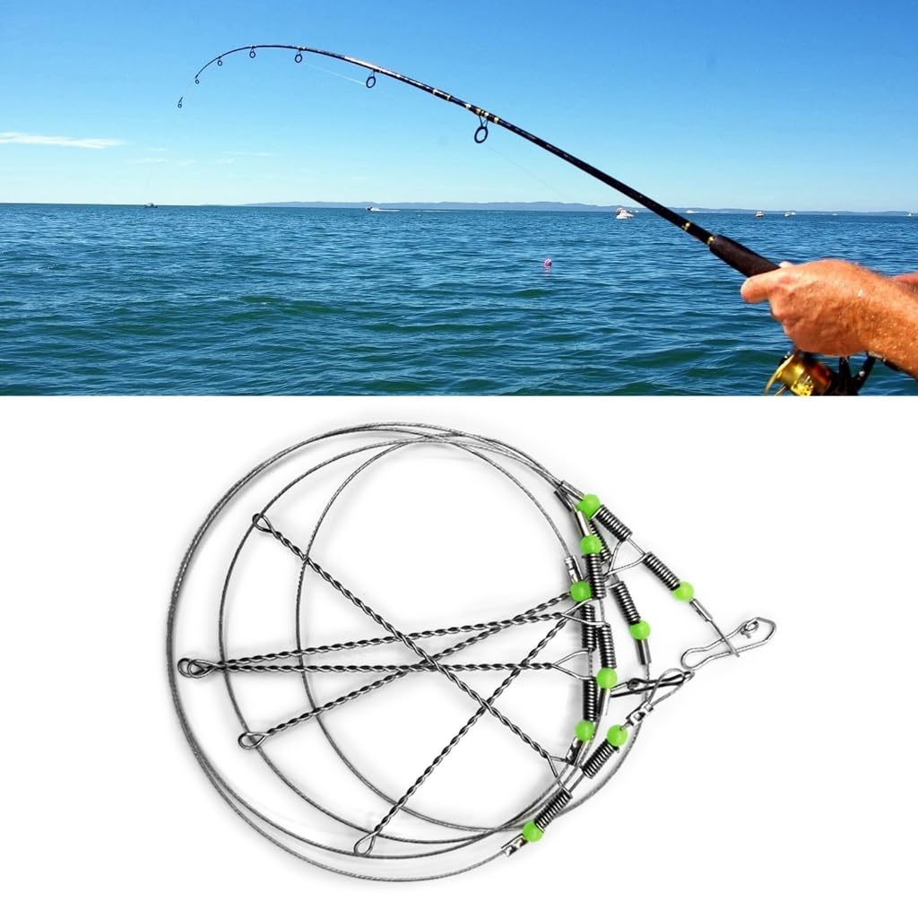 10Pcs Fishing Leader Tackle Rigs, Fishing Wire Stainless Steel Wire Traces Leader, Fishing Rigs with Swivels Snaps Beads