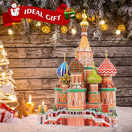 3D Puzzles For Adults & Kids St. Basil's Cathedral Building Set, Russia Cathedral Architecture Craft Model Kits, Educational 3D Jigsaw Puzzle Toy Birthday Christmas Gift For Teens Boys Girls, 231 Pcs #TOP4