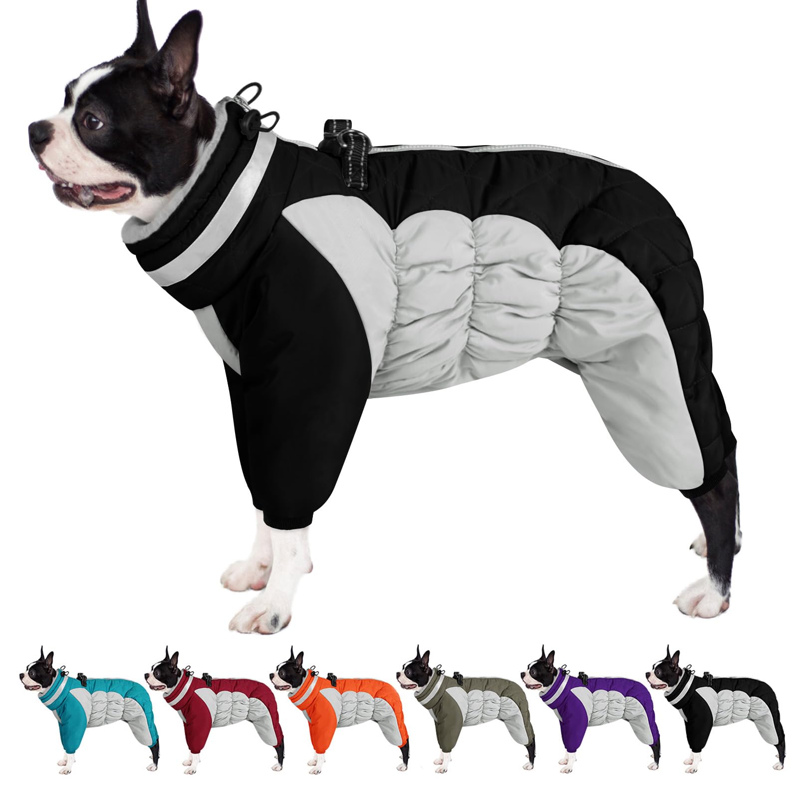 AOFITEE Small Dog Coat Warm Dog Jacket Winter, Windproof Dogs Winter Coat with Harness Built in