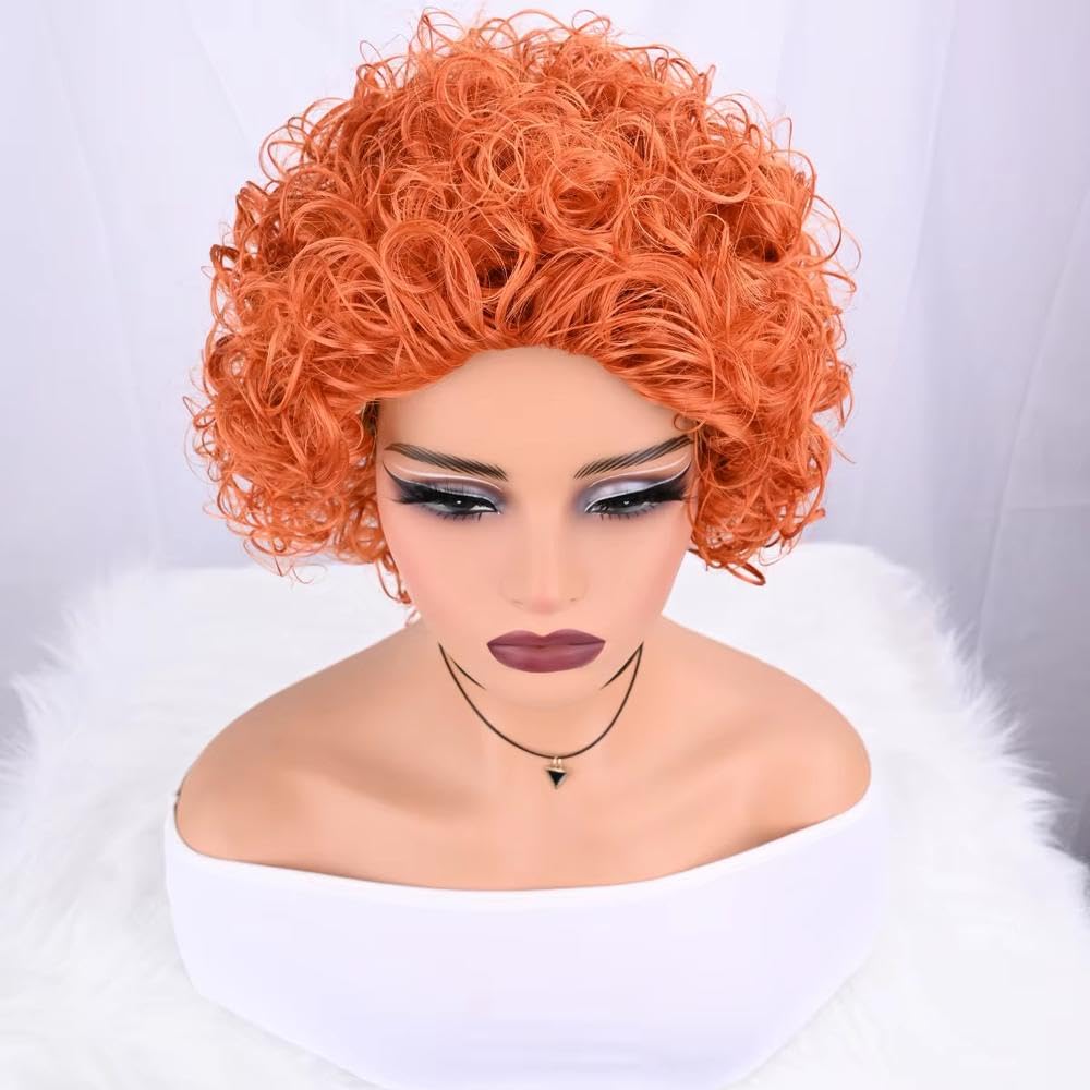 Parrucca Arancione Per Capelli Corti Ricci Per Le Donne Parrucche Da Indossare Ogni Giorno Per Feste Cosplay