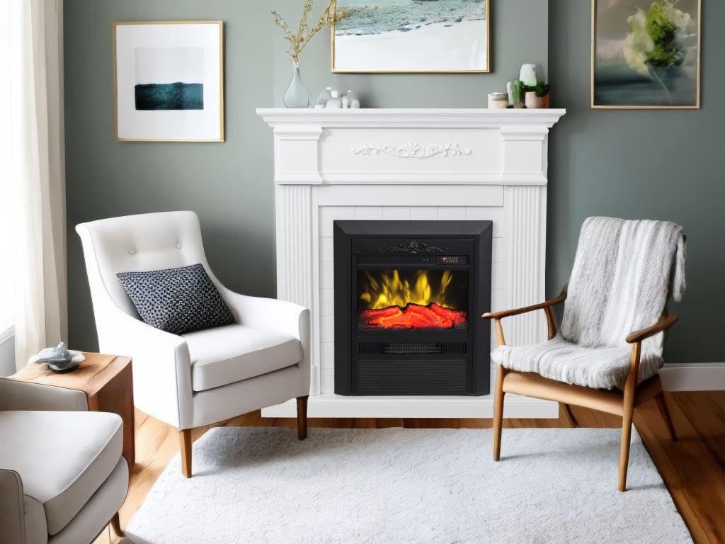 Vente-unique - Caminetto elettrico da appoggio con mantello L98 x P26 x H100,8 cm Bianco - OTEMANU