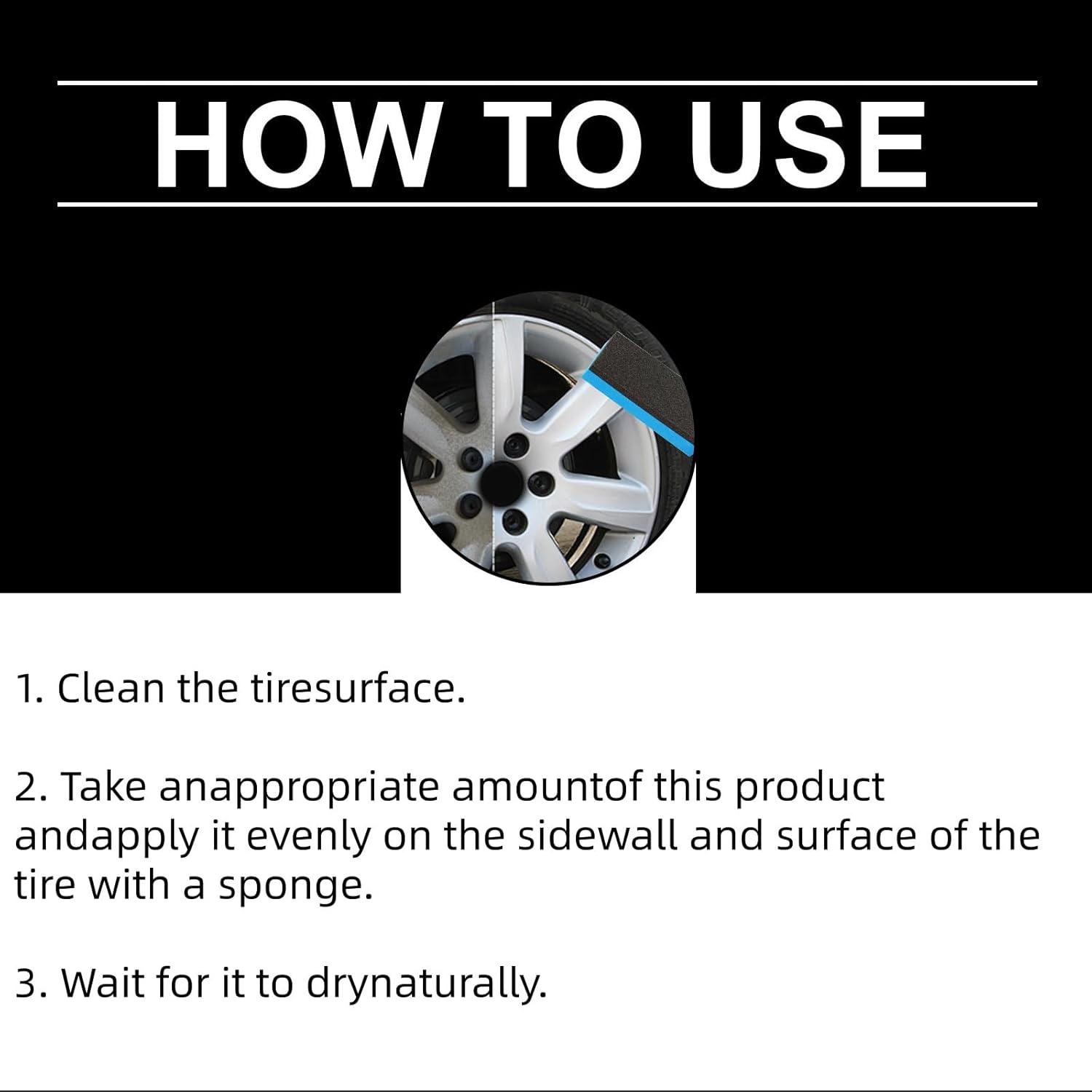 Tire Shine Wax Coating Paste, Car Tire Black Shine with Conditioners, Resists Water & Sunshine Fading, Tire Cleaner with Applicators for Cars, Trucks, Motorcycles, 3.53 Oz - Image 6