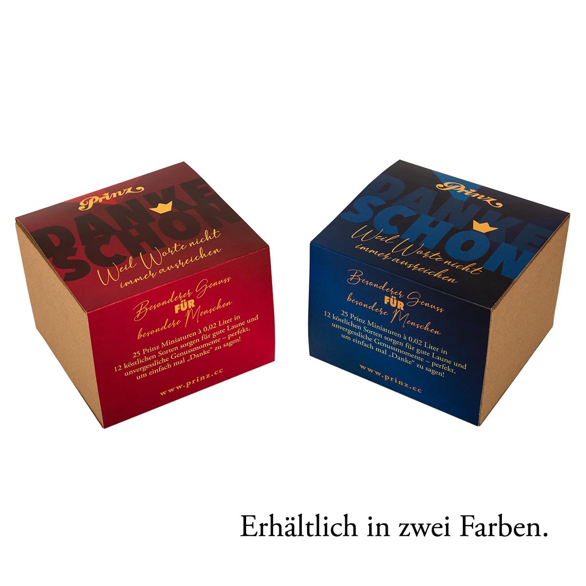 Prinz Danke-Box | 25 Schnaps- und Likörspezialitäten | Geschenkbox | Dankeschön-Geschenk & Mitbringsel (Königsblau)