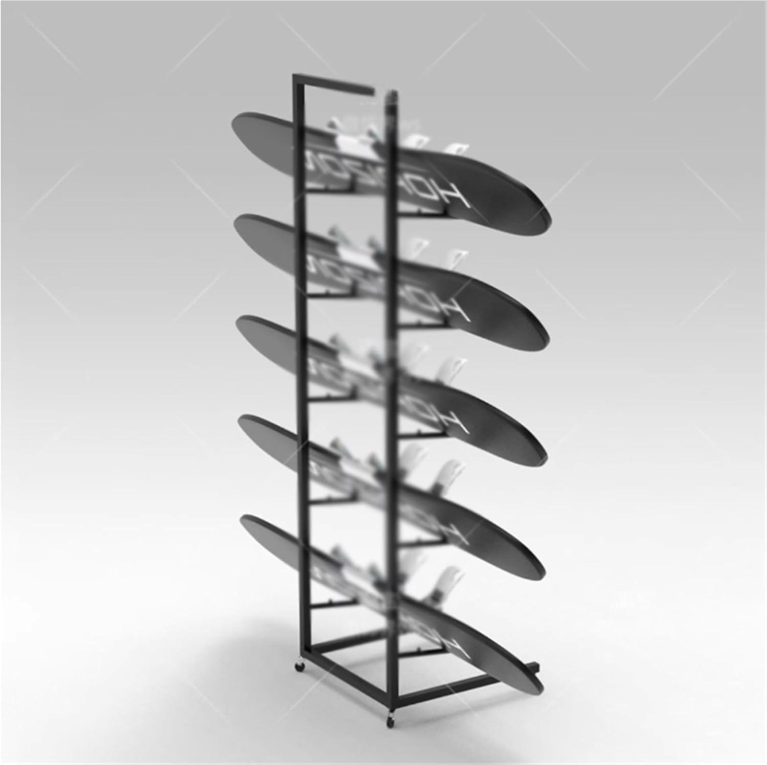 5 Tier Skateboard Racks Floor Stand Holder, Iron, Freestanding, Commercial Snowboard Storage Rack, for Deck, Longboard, Garage