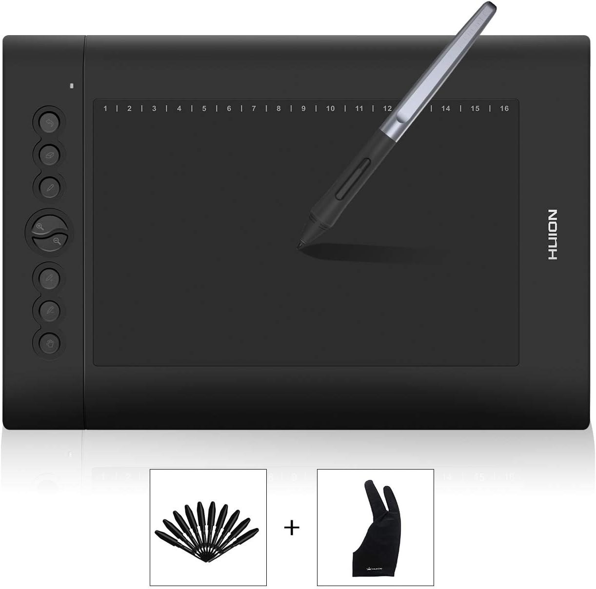 Huion Graphics Drawing Pen Tablet H610 Pro 8192 Levels of Pressure Sensitivity 10 x 6.25 Inch with Hot Keys Compatible with Windows Mac