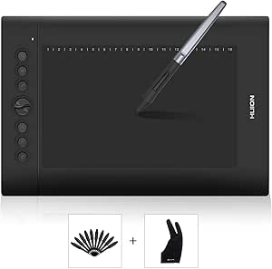 Huion H610PRO V2 10 x 6.25 inch Graphics Tablet Drawing Tablet with 8192 Battery-Free Stylus Tilt Function, 8 Shortcut Keys, Compatible with Mac, PC or Android Mobile
