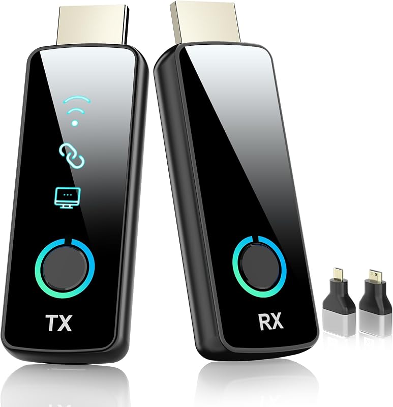 2026 Upgraded Wireless HDMI Transmitter and Receiver,164FT/50M, LED Display, 4K Decode 1080P@60Hz Ultra HD Video Output, Plug&Play 5G+2.4G for Video and Audio to Monitor from PC/Projector/TV Box