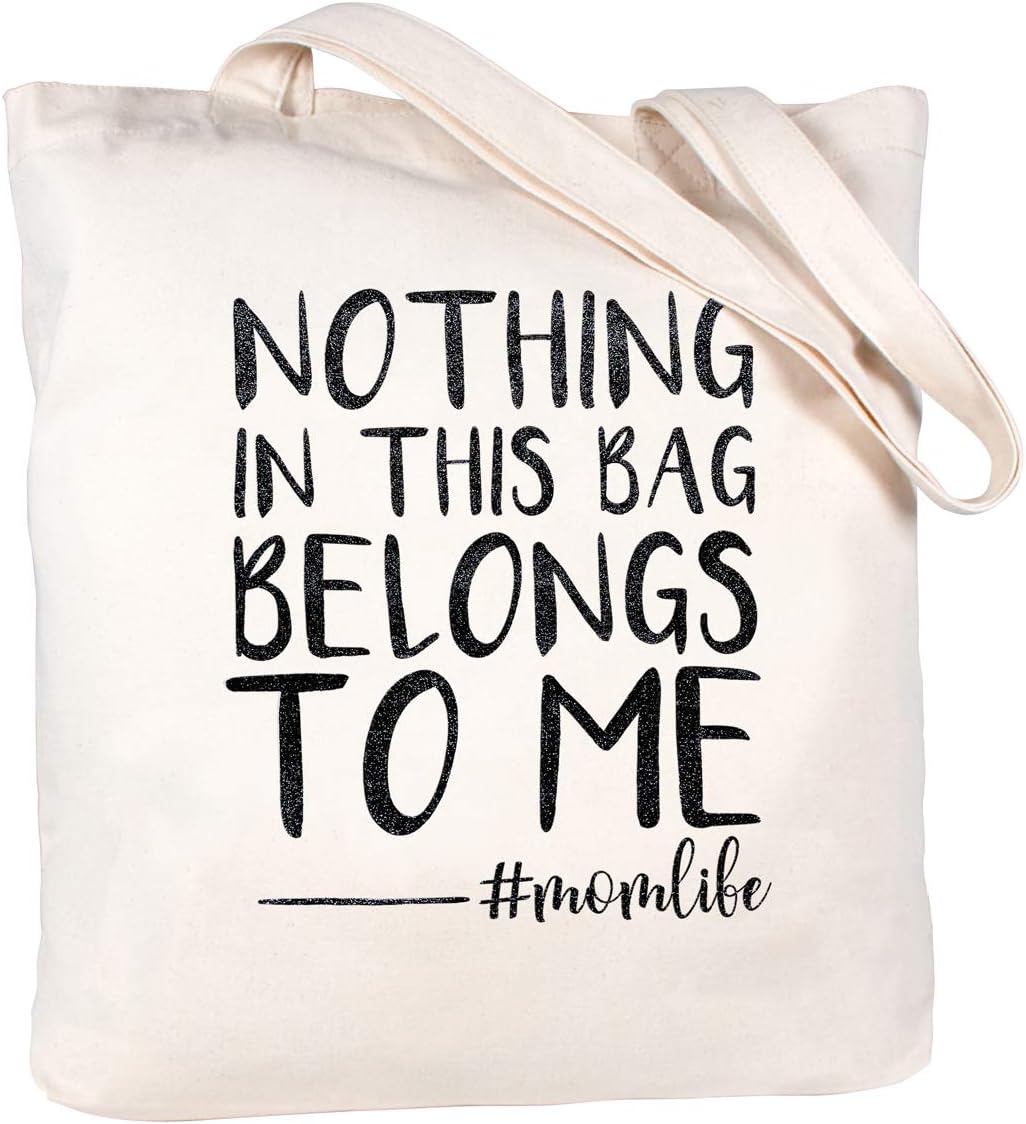 ELEGANTPARK First Mother`s Day Gifts for New Mom Baby Shower Gifts Mom to be Christmas Birthday Mother Tote Bag with Zipper and Pocket Canvas Tote Shoulder Bag Cotton