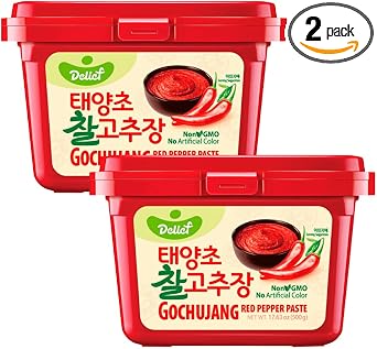[Halal] Delief Gochujang Korean Hot Red Pepper Paste Gochujang 500g Pack of 2   Authentic Fermented Chilli Paste, Sweet, Spicy & Savoury Flavour