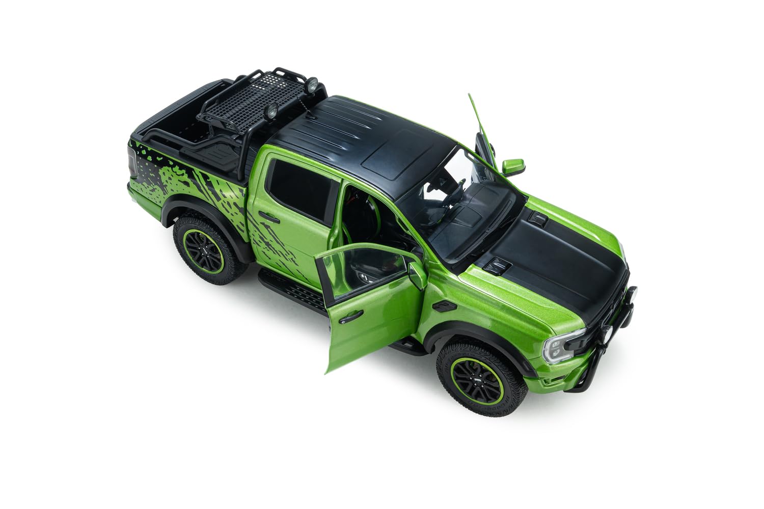 Solido Ford Ranger Raptor 1:18 Grün | Detailgetreues Diecast Modellauto,Pick-up mit Offroad-Optik, Metallkarosserie und kraftvoller Linienführung, für Sammler