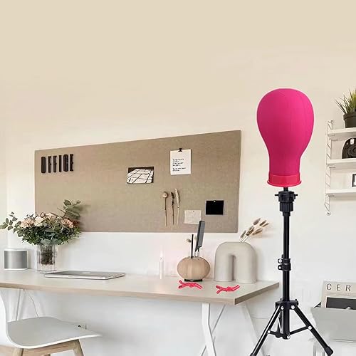 Vista 6 de Wig Head 22 Inch Canvas Block Head Wig Stand with Mannequin Head 55" Wig Stand Tripod with Head Mannequin Head Stand with Head for Wigs Making