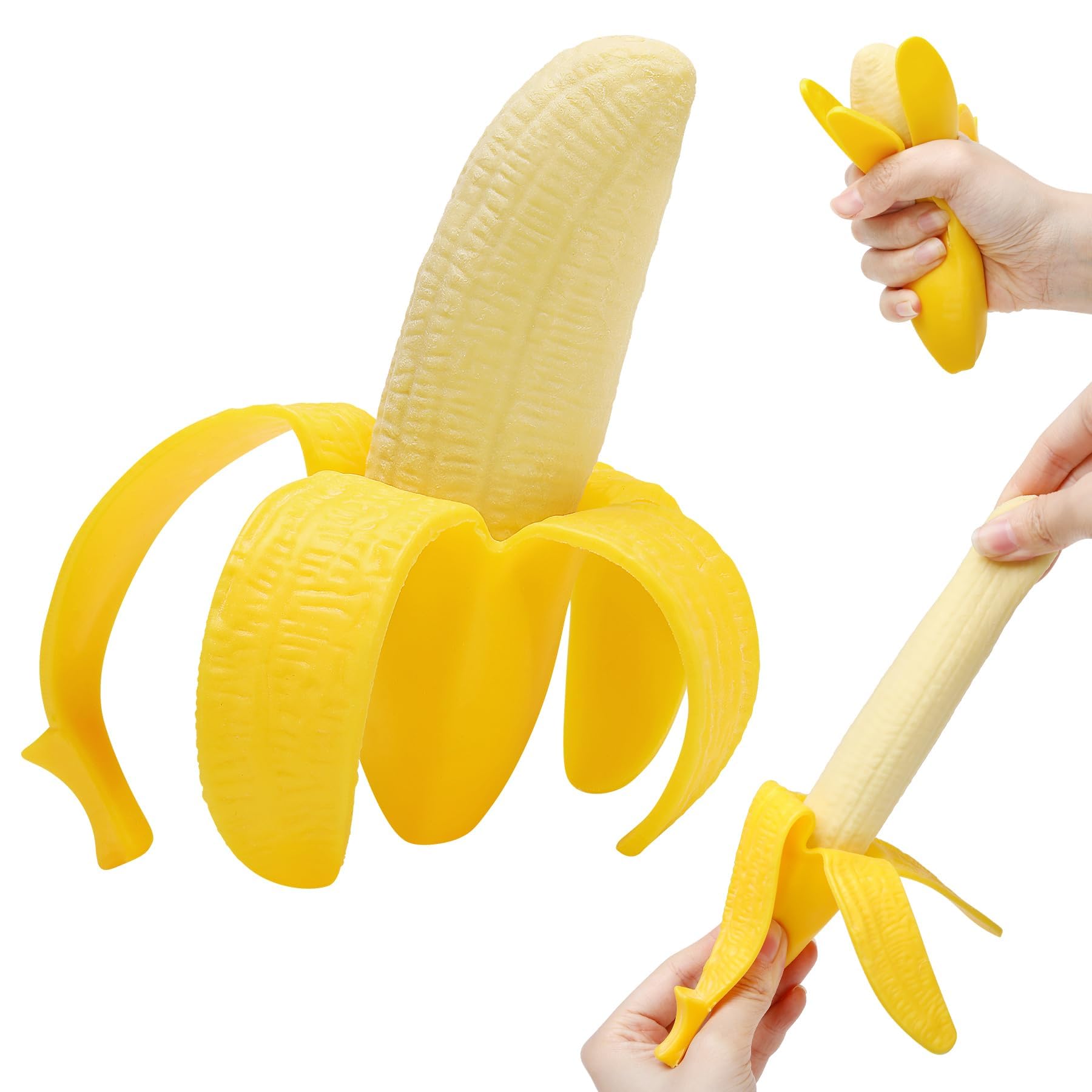 Banana Squishy Stress Relief Toy, Slow Rising Scented Sensory Squeeze Fidget Toy for Kids, Party Bags, Desk Play and Small Gifts