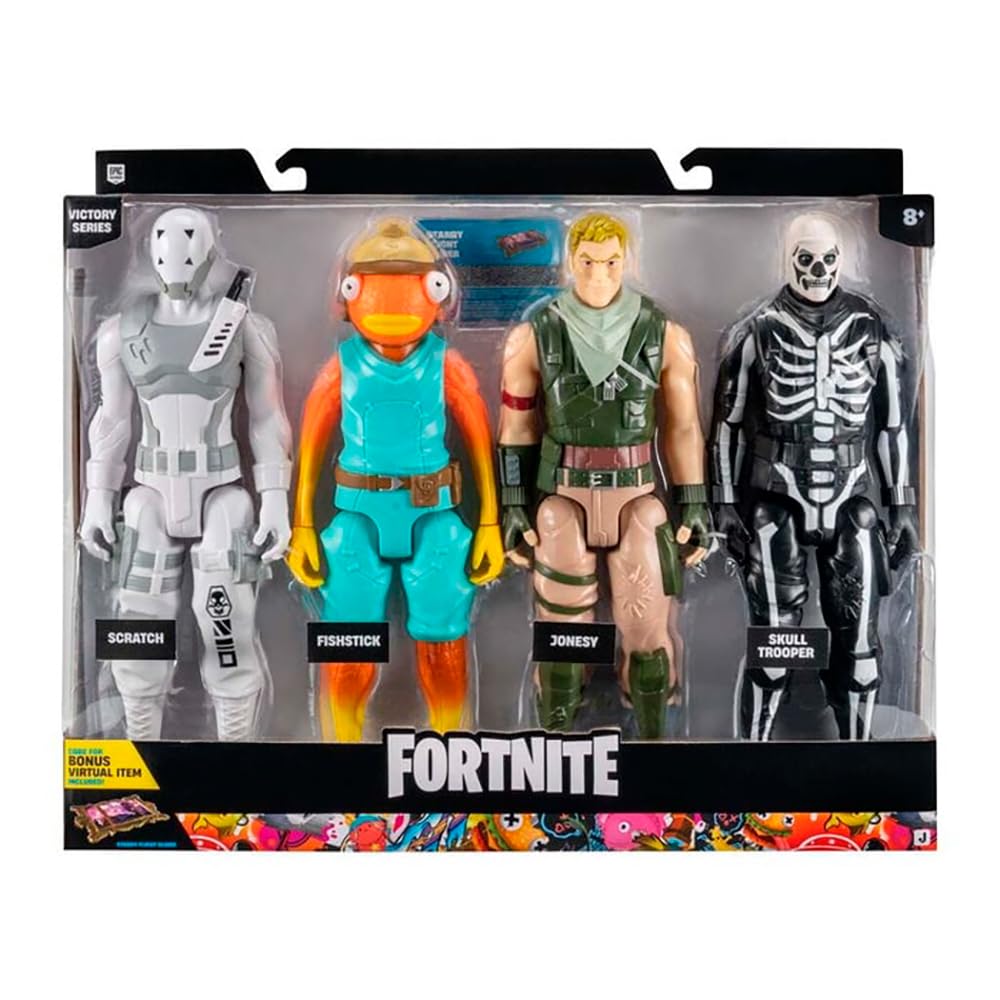 Fortnite Victory Series - Confezione da 4 statuine articolate da 30,5 cm, con codice per bonus virtuale