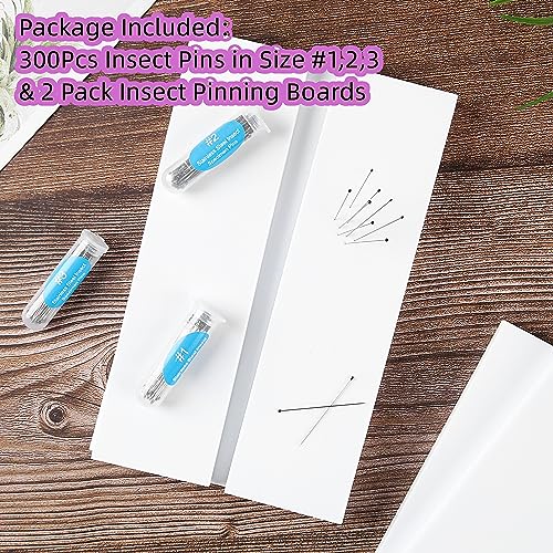 Image of Making Insect Specimen Tools Kit, (300Pcs Insect Pins in Size #1,2,3) & (2 Pack Insect Pinning Boards), Insect Collection Craft Tools for School Lab Science Education Project /Bug Hobbyist