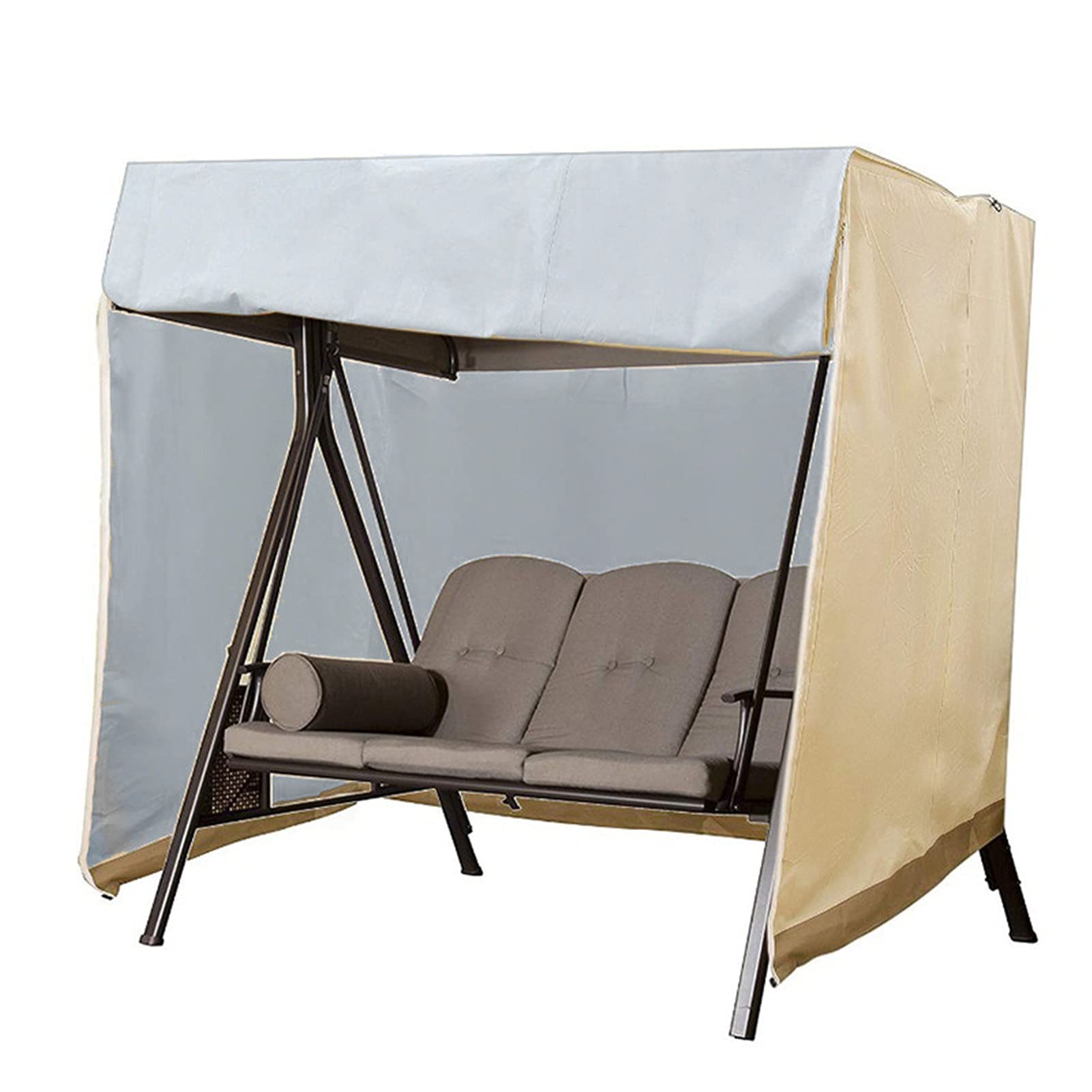 Copertura Per Altalena Sedia Dondolo Poltrona Mobili Da Giardino Impermeabile E Antipolvere Telo Di Coperture Cover Protezione Per Altalena Da Giardino (3 posti 220 * 125 * 170cm,Beige)