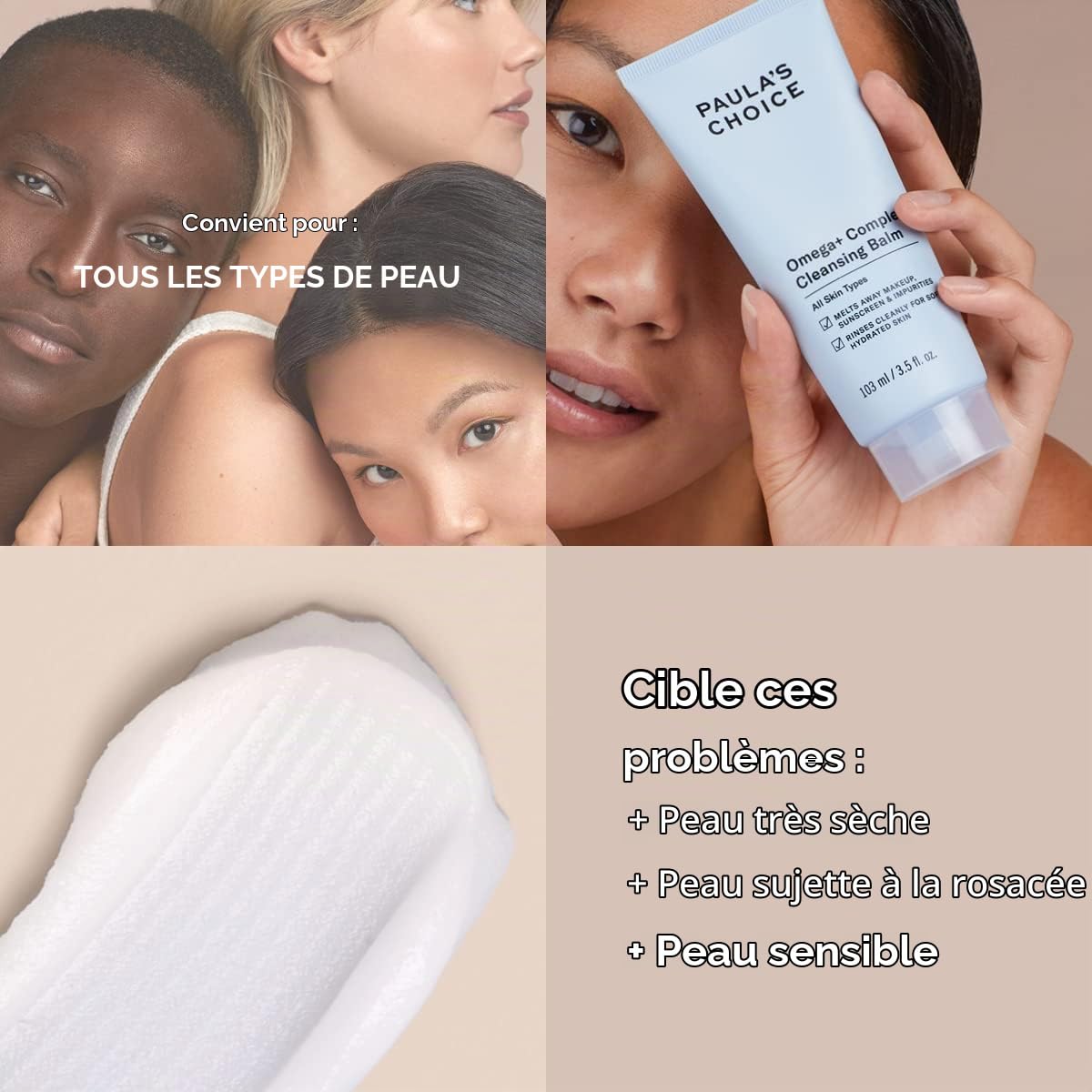 Paula's Choice Baume Nettoyant, Elimine le Maquillage & Hydrater, 103 ml | Trois Actions: Nettoyer, Nourrir & Hydrater - Délicate Texture Baume, Riche et Veloutée - Réduit les Rougeurs de la Peau