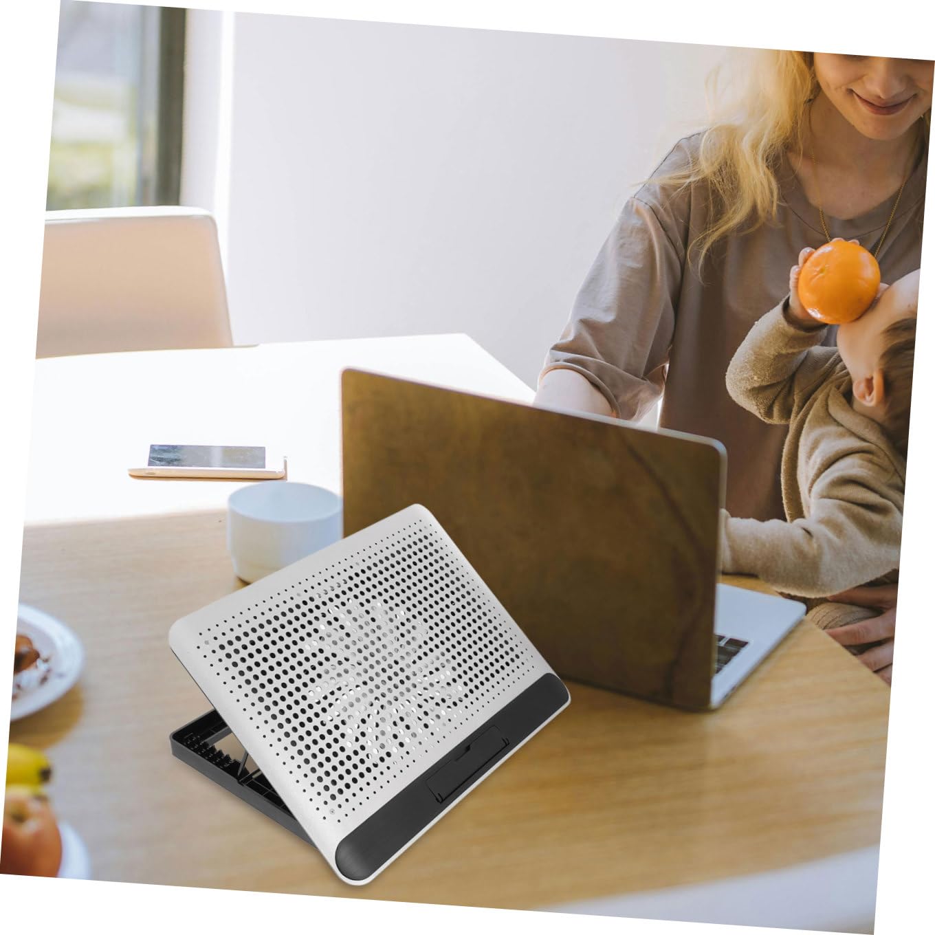 HOMSFOU Enfriador de Portátiles Silencioso Delgado Placa de Aleación de Aluminio Soporte Hogar Base de Refrigeración para Portátil