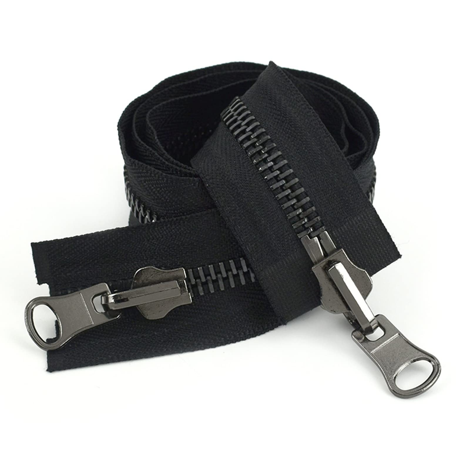 Elegantyl 70-100 cm 5# 8# Metal Double Sided Zippers Open End Two Way Rotary Slider Zip for Jacket Clothes Diy Sewing Accessories