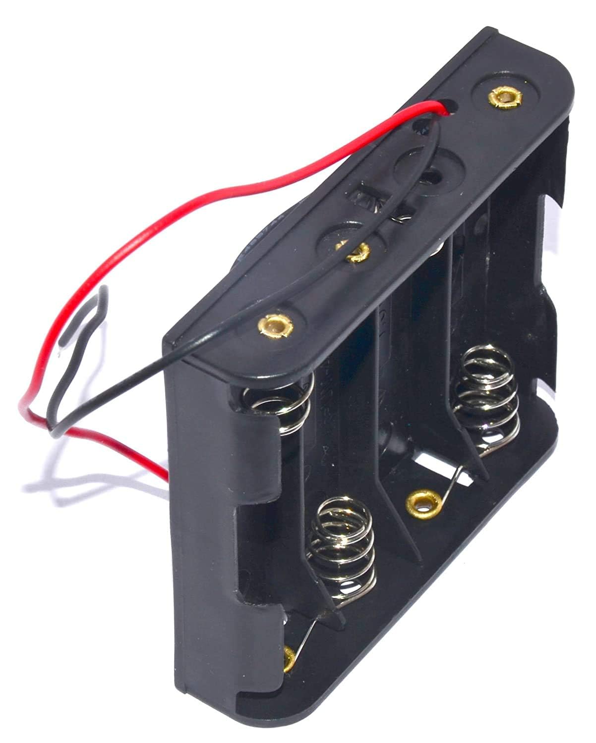 Univeral Hub AA 4 Cell Battery Holder Hard Plastic Case with Wire Pack of 1 (1.5v X 4 Cells = 6volt) 1