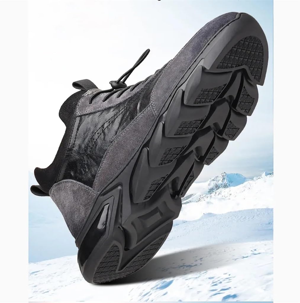 Winter Leather Wool Boots Men's Hiking Shoes Sneakers Men Casual Shoes Plush Warm Men's Shoes Boots(39 Code)