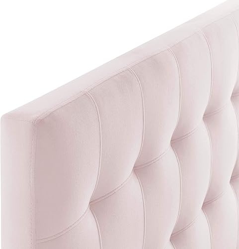 Miniatura 4 de Modway Lily Biscuit Cabecera capitoné de terciopelo, tamaño individual, color rosa