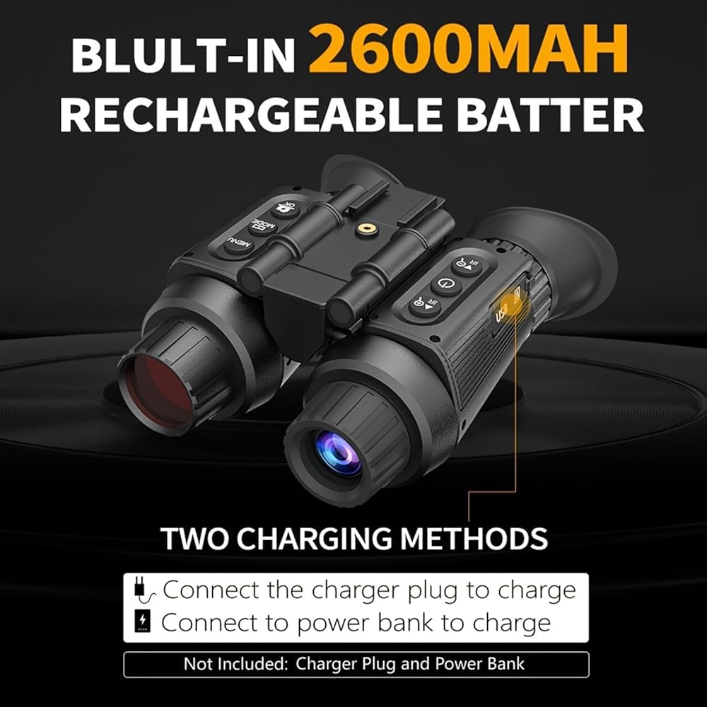 Prismáticos digitales de visión nocturna - Zoom 8x, 4K HD, enfoque manual para caza, camping, vigilancia al aire libre