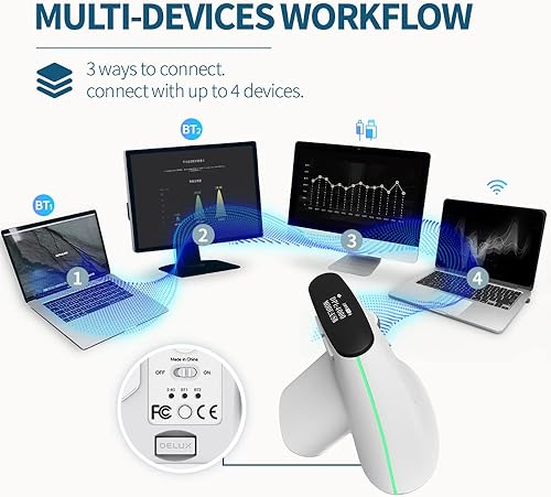 Miniatura 6 de DeLUX Mouse ergonómico Bluetooth, mouse vertical inalámbrico con pantalla OLED, receptor USB y BT5.0, 4000 DPI, 6 botones, ratones de túnel carpiano
