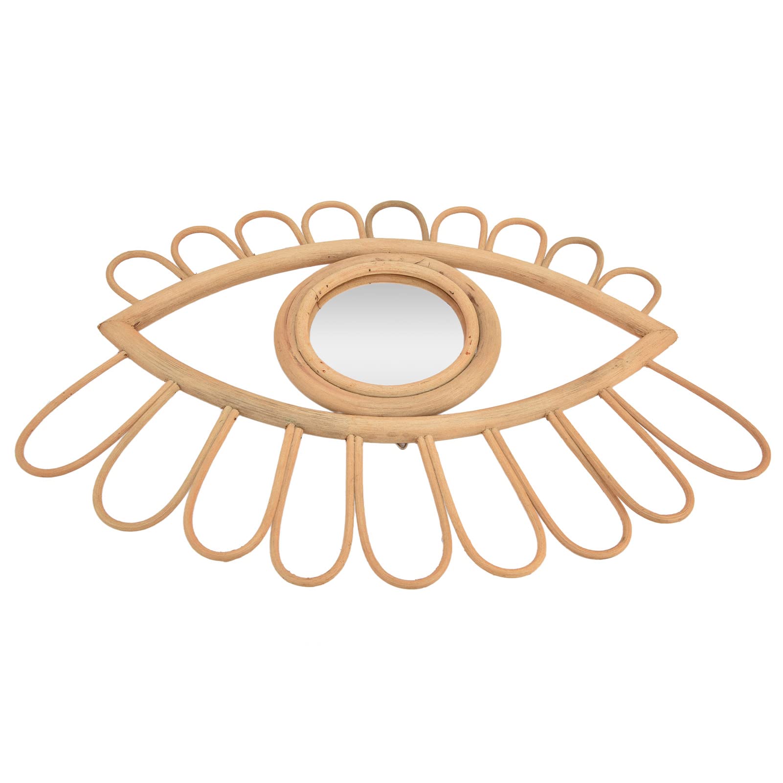 AUNMAS Rattan-Augen-Wandspiegel, Handgewebter Rattan-Augenspiegel mit Acrylglas, Wanddekoration für Badezimmer, Schlafzimmer, Wohnzimmer, Platzsparender Natürlicher Look