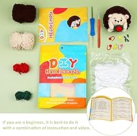 Vista 4 de Kit de ganchillo para principiantes, kit de animales de ganchillo, kit de inicio de ganchillo con hilo, fibra de poliéster, ganchos de ganchillo