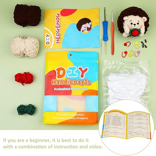 Miniatura 4 de Kit de ganchillo para principiantes, kit de animales de ganchillo, kit de inicio de ganchillo con hilo, fibra de poliéster, ganchos de ganchillo