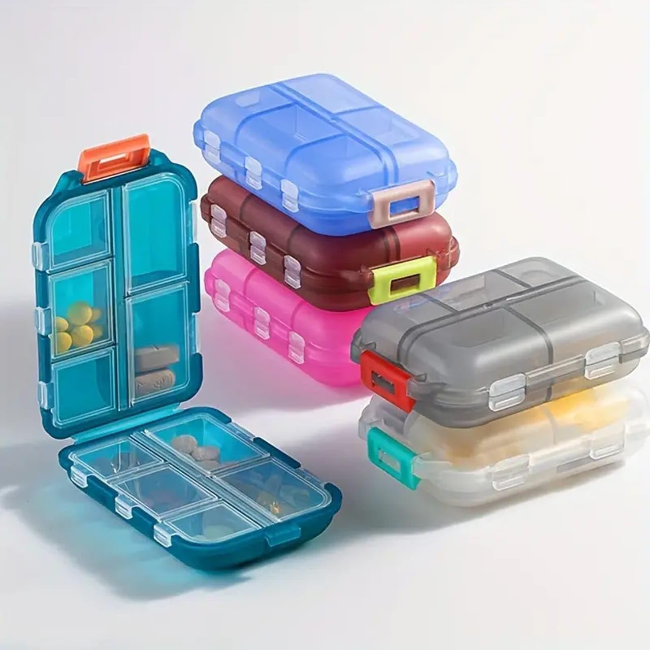 Sumiko Double Layer Pill Organizer – Portable 10 Compartment Travel Medicine Box, Waterproof Mini Pill Case for Vitamins, Tablets & Capsules, Compact Pill Holder for Home, Office & Outdoor-image-34