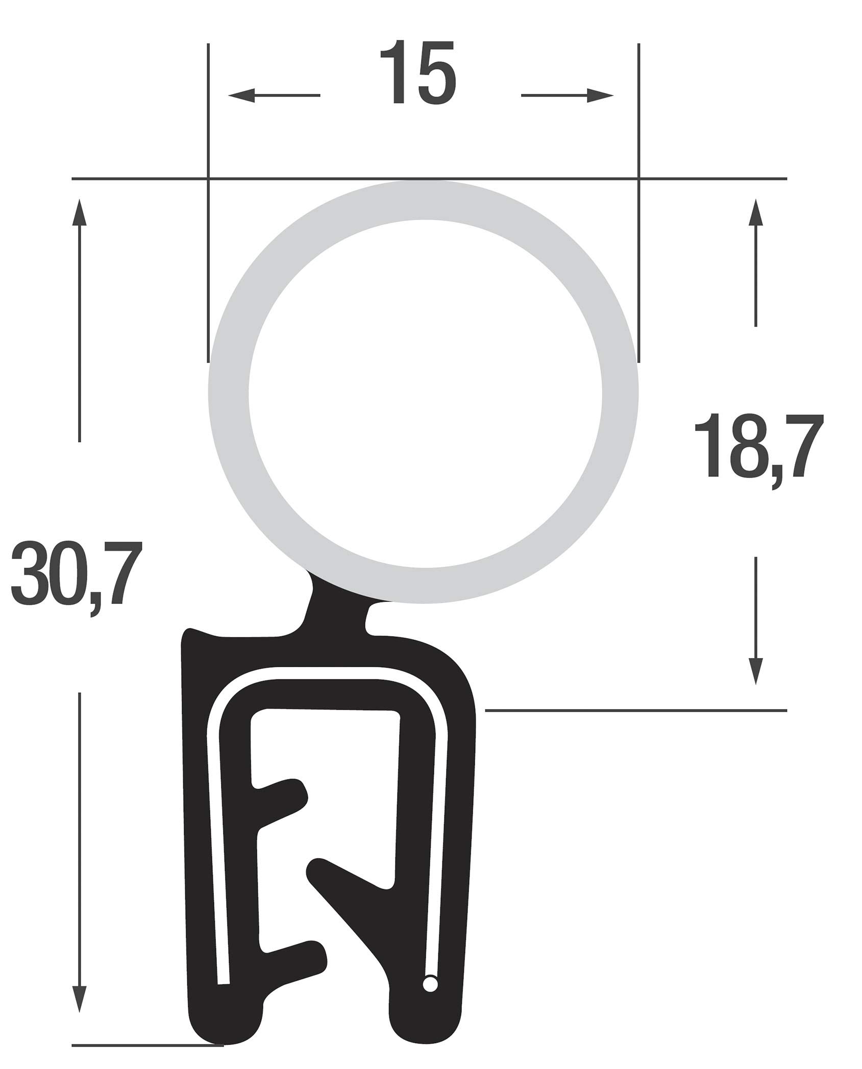 SMI-Dichtungsprofil DO29 für 1-3mm EPDM Moosgummi/Vollgummi mit Stahleinlage selbstklemmend ohne Kleber - Kantenschutz mit Dichtung oben, Kantenschutzdichtprofil für Auto, Kofferraum (10 m)